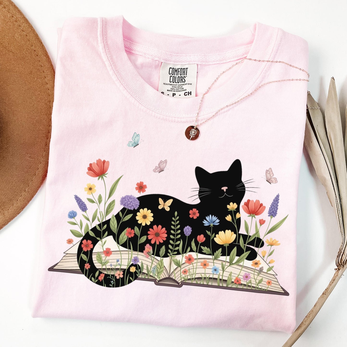 Floral Cat Book Tee V