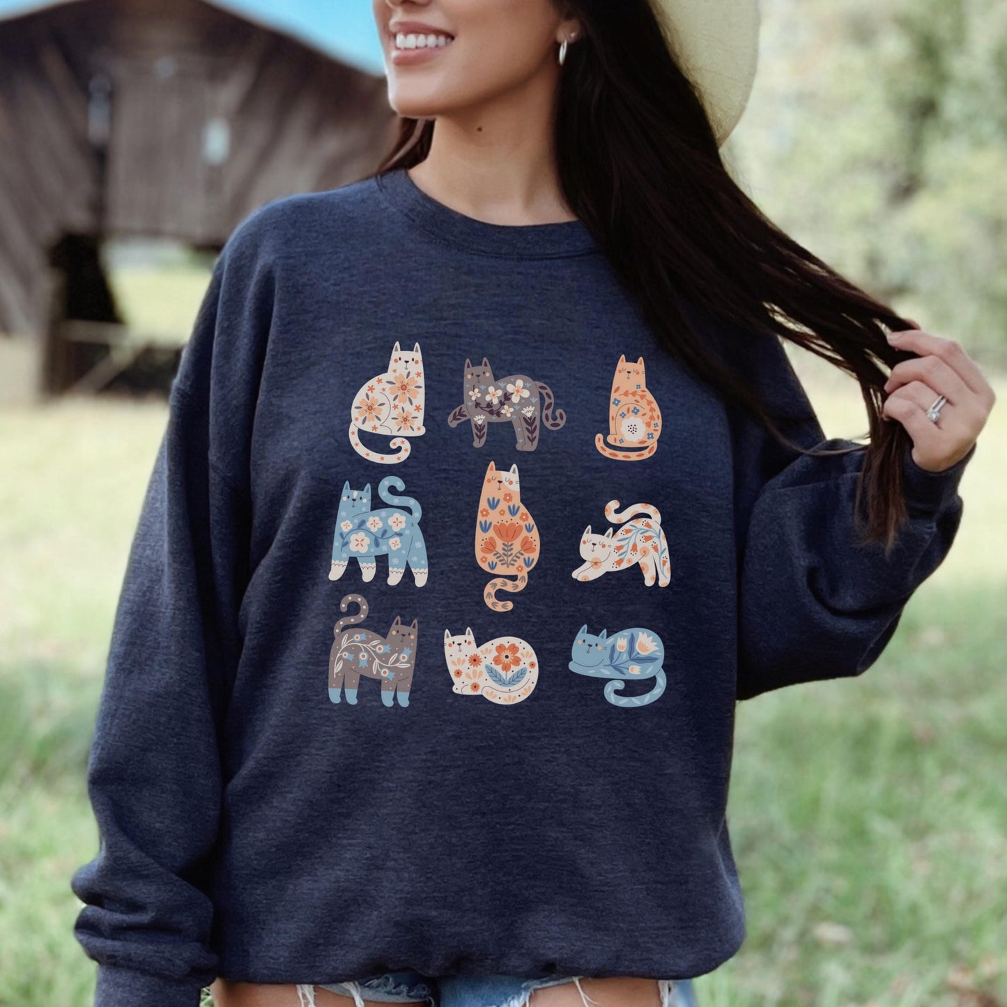 Boho Floral Cat Sweatshirt