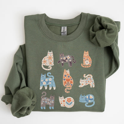 Boho Floral Cat Sweatshirt
