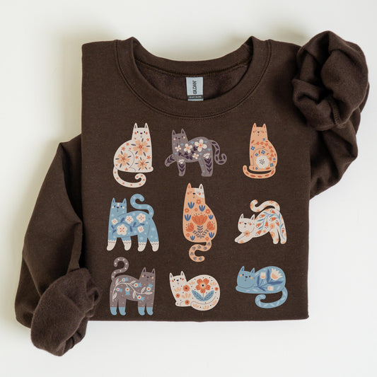 Boho Floral Cat Sweatshirt