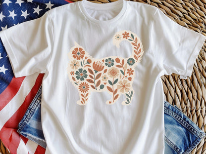 Floral Ragdoll Cat Tee