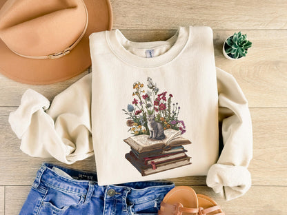 Book Lover Cat Sweatshirt