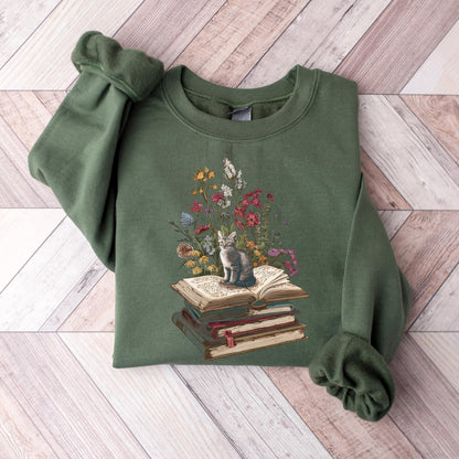 Book Lover Cat Sweatshirt