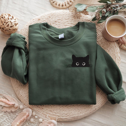 Black Cat Peeking Sweatshirt V5
