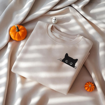 Black Cat Peeking Sweatshirt V5