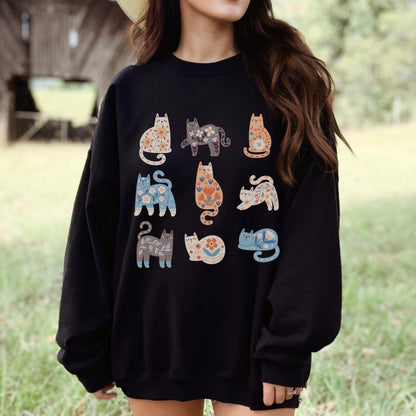 Boho Floral Cat Sweatshirt