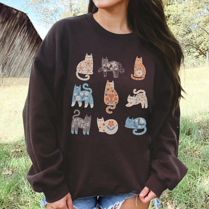 Boho Floral Cat Sweatshirt