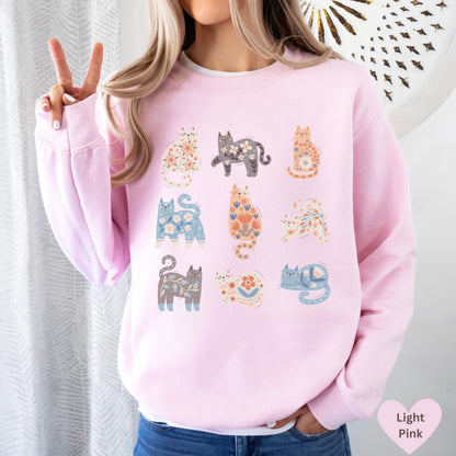 Boho Floral Cat Sweatshirt