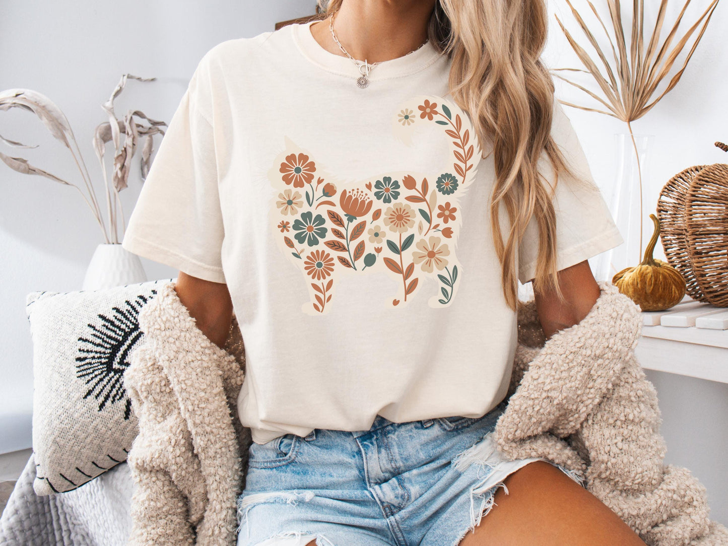 Floral Ragdoll Cat Tee