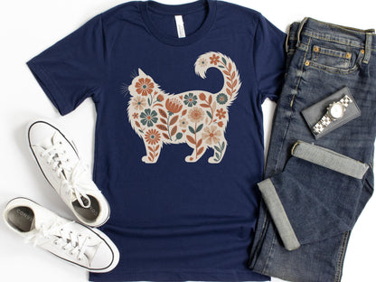 Floral Ragdoll Cat Tee