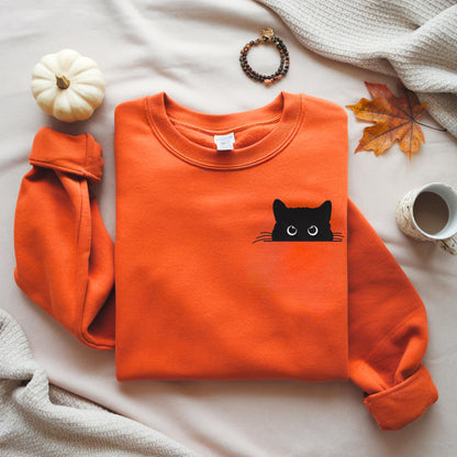 Black Cat Peeking Sweatshirt V5