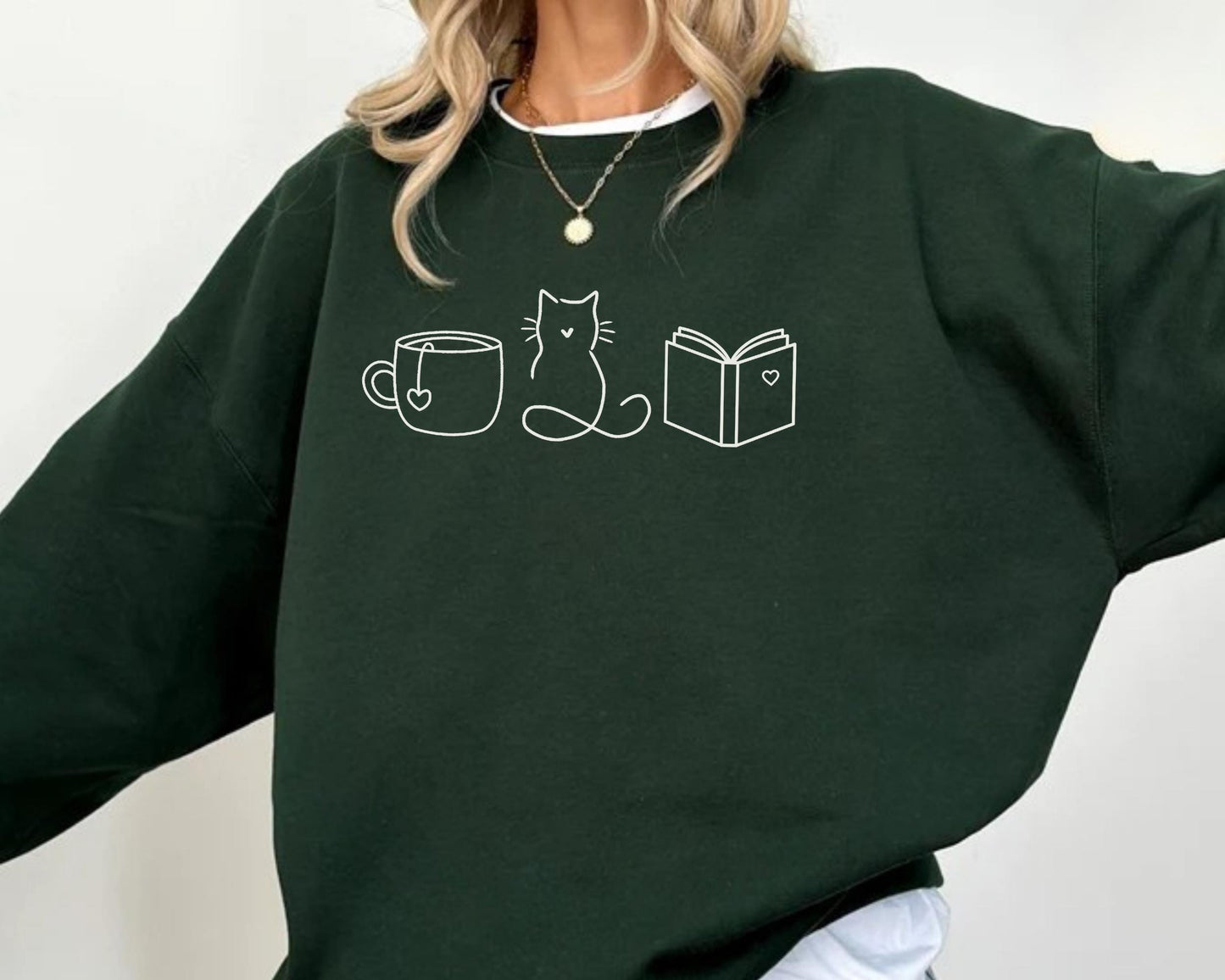 Coffee Cats Books Sweater