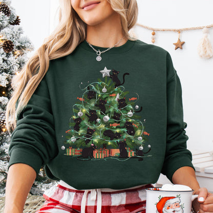 Black Cats Christmas Tree Sweater