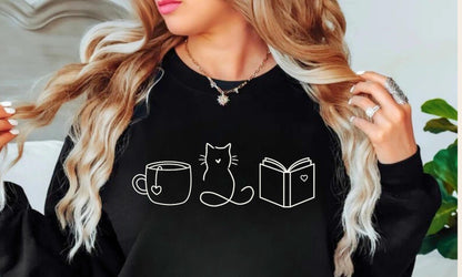 Coffee Cats Books Sweater