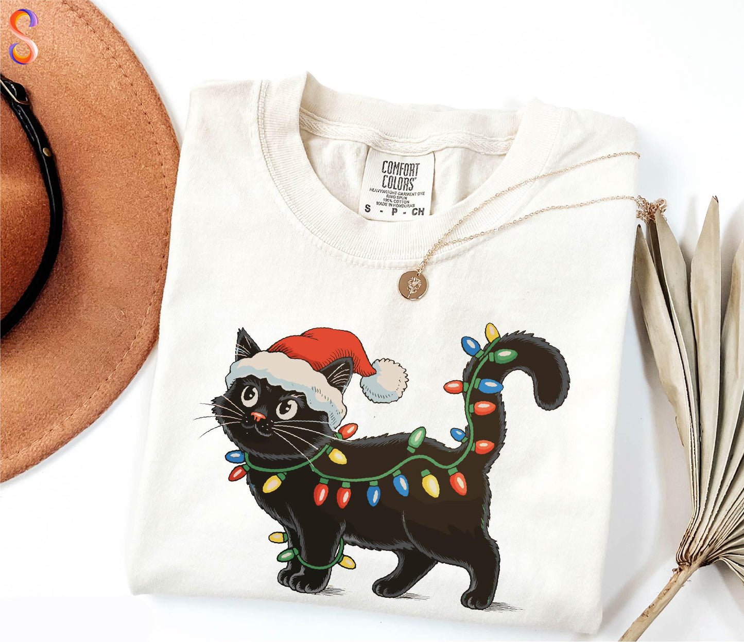 Christmas Black Cat Tee V10