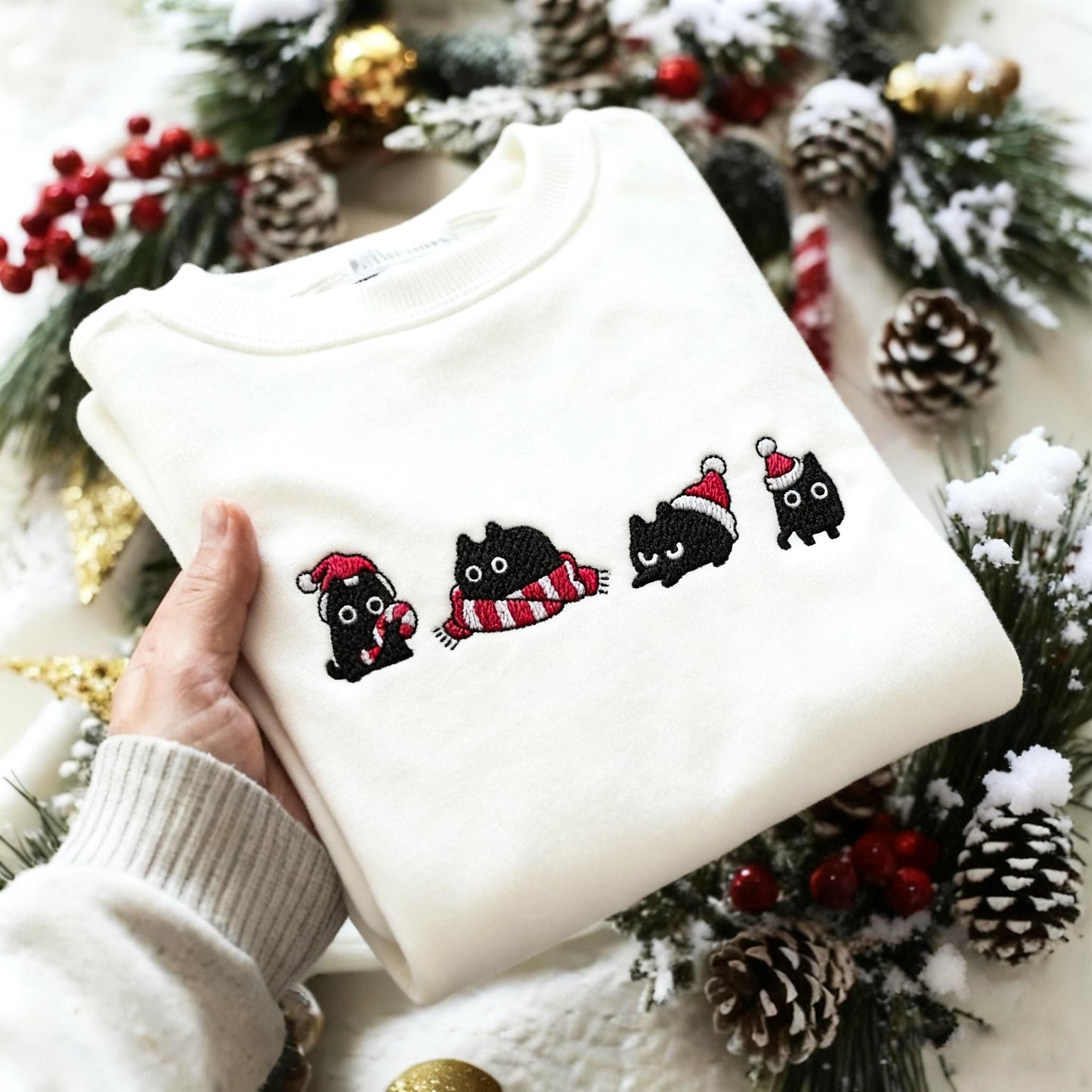 Christmas Cute Black Cat Sweater
