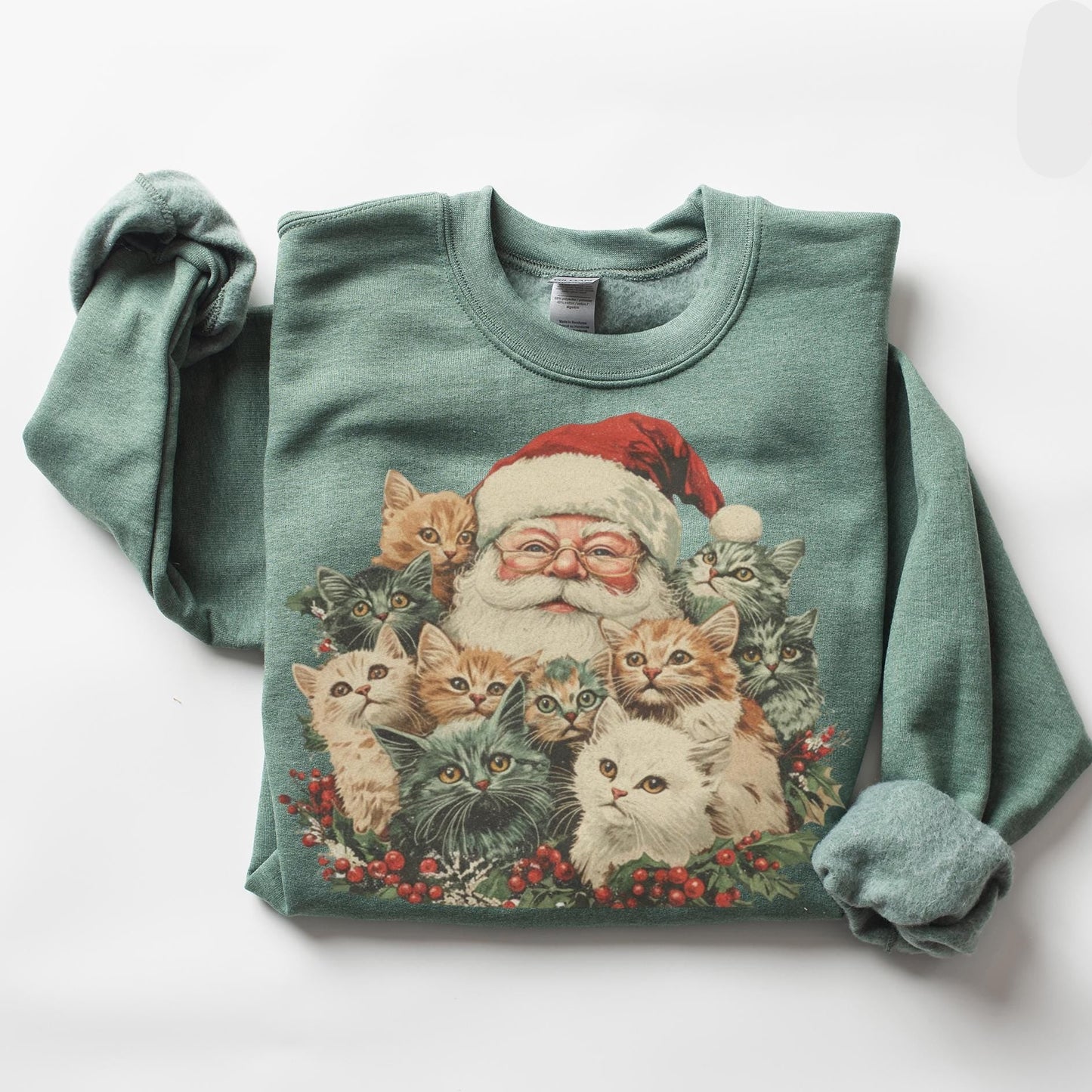 Vintage Santa & Kittens Sweater
