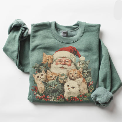 Vintage Santa & Kittens Sweater