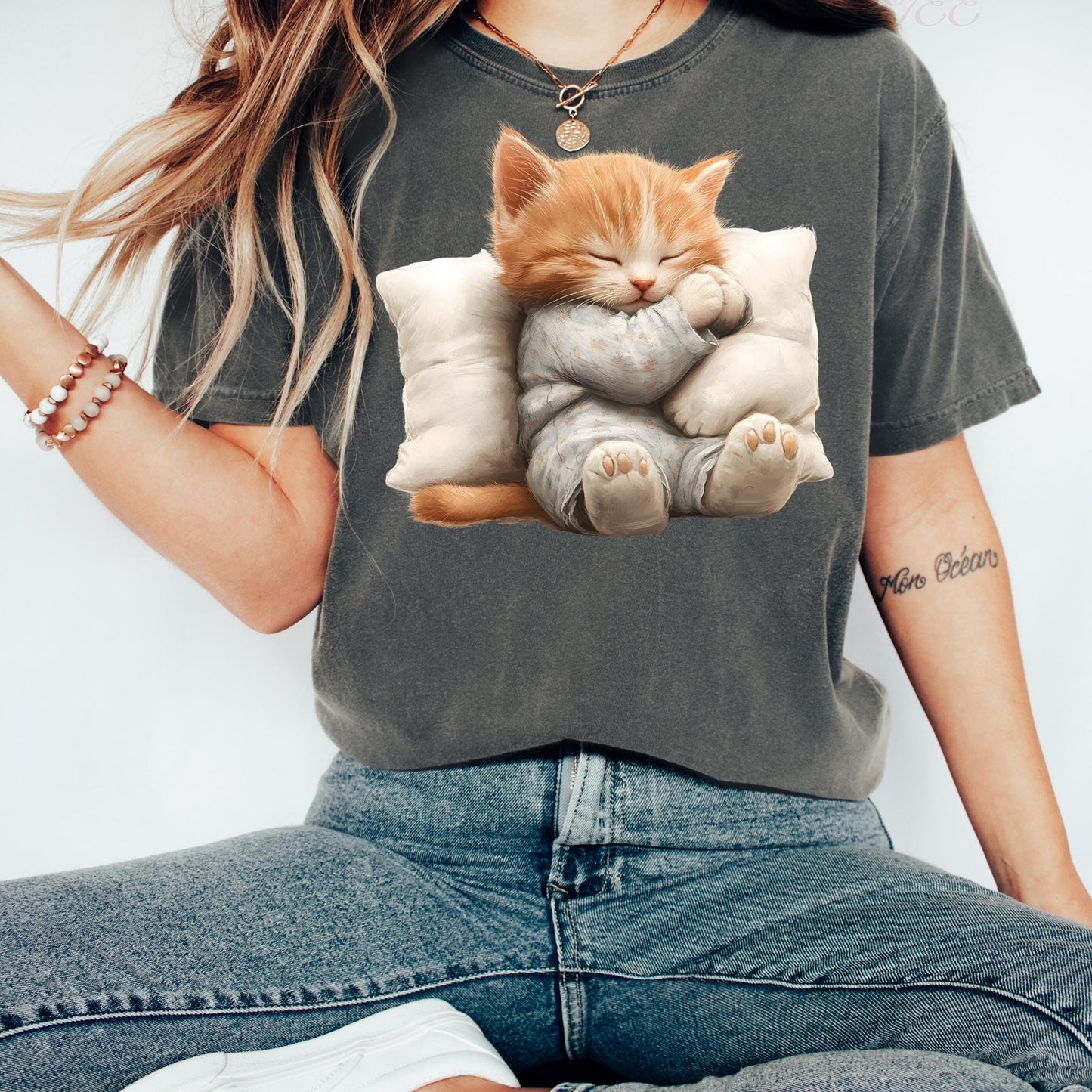 Sleeping Kitten Graphic T-Shirt