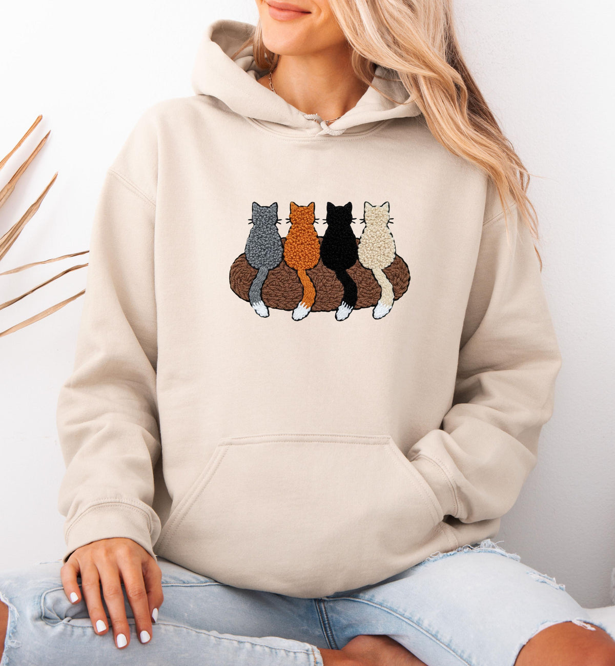 Latch Hook Yarn Cats Hoodie