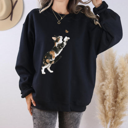 Cat And Butterfly Sweatshirt