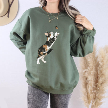 Cat And Butterfly Sweatshirt