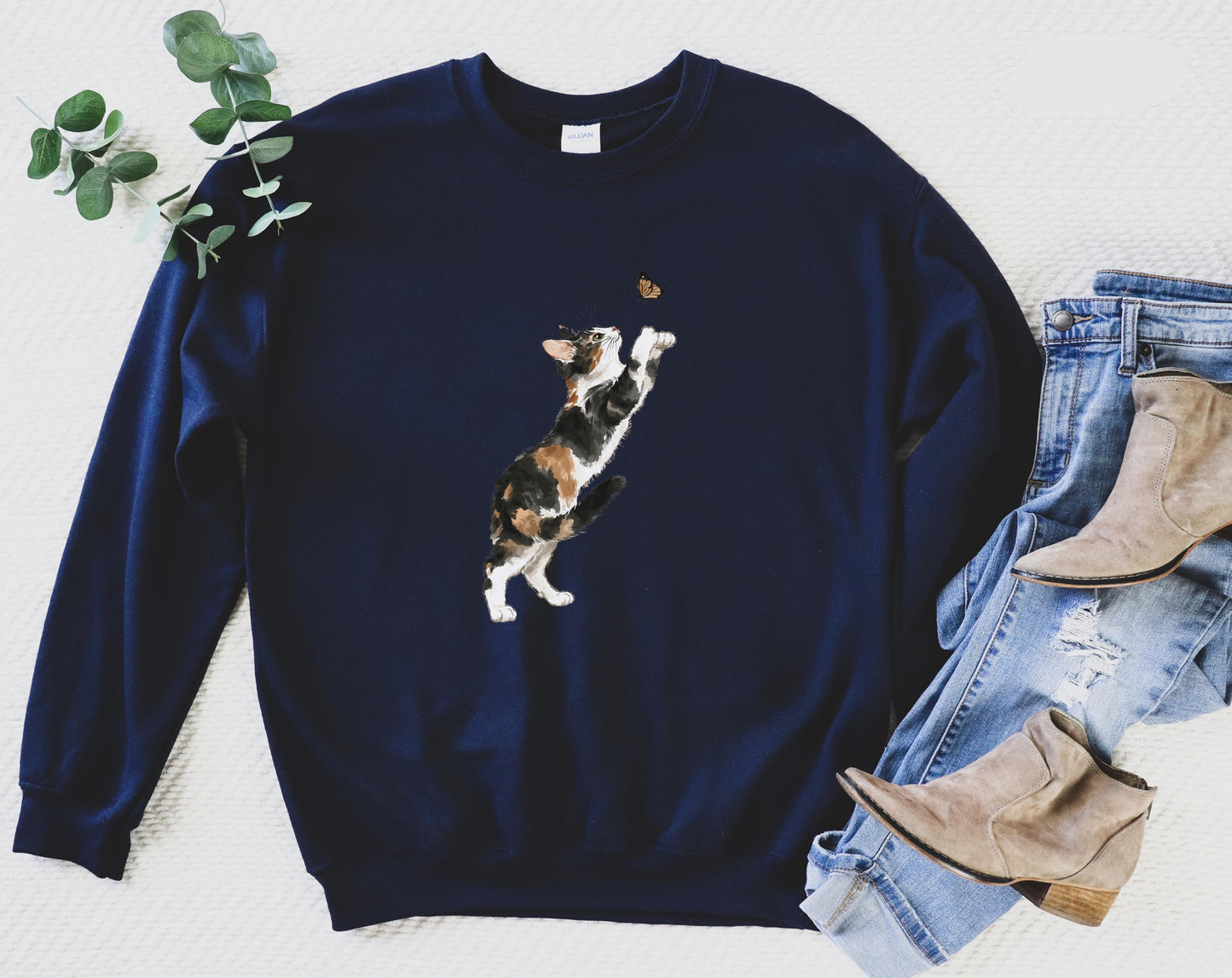 Cat And Butterfly Sweatshirt