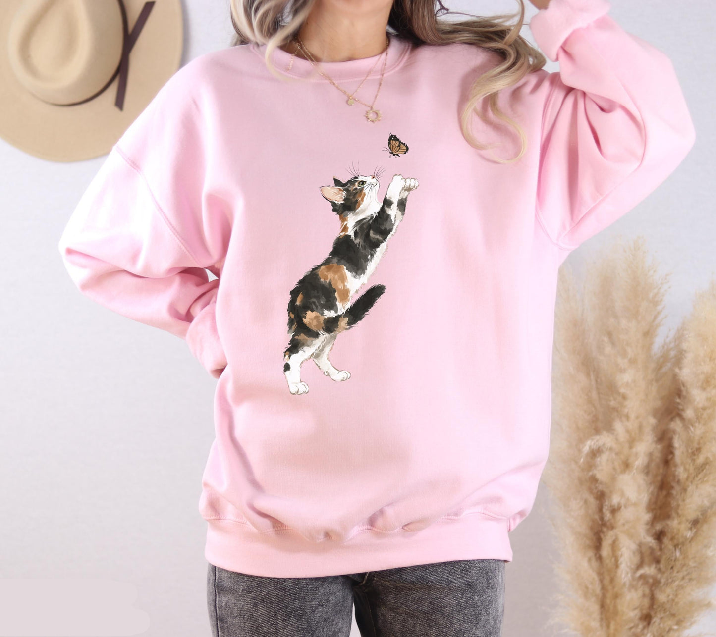 Cat And Butterfly Sweatshirt