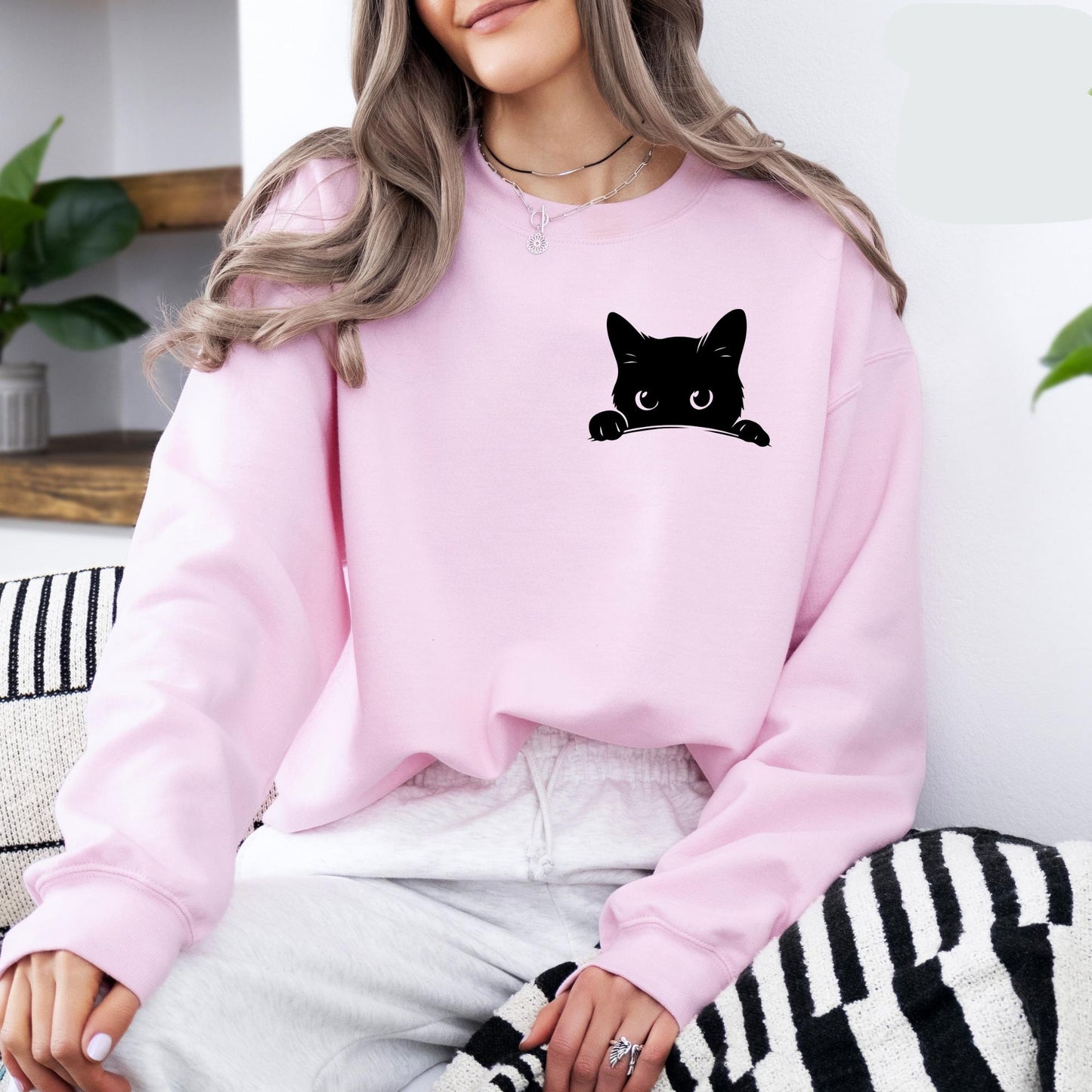 Peeking Black Cat Sweatshirt
