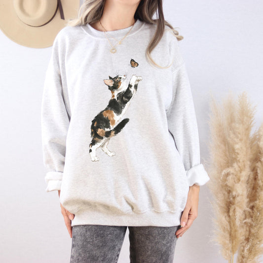Cat And Butterfly Sweatshirt