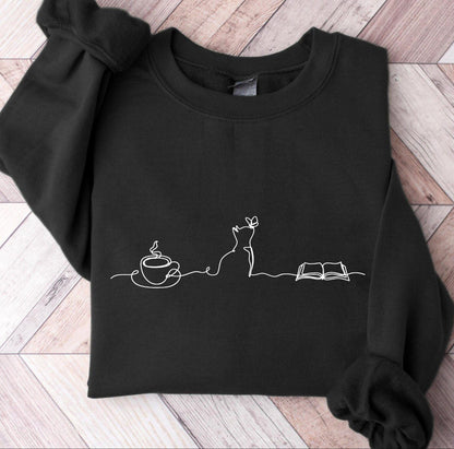 Coffee Cat Bookish Sweatshirt