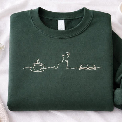 Coffee Cats And Books Lover Sweatshirt