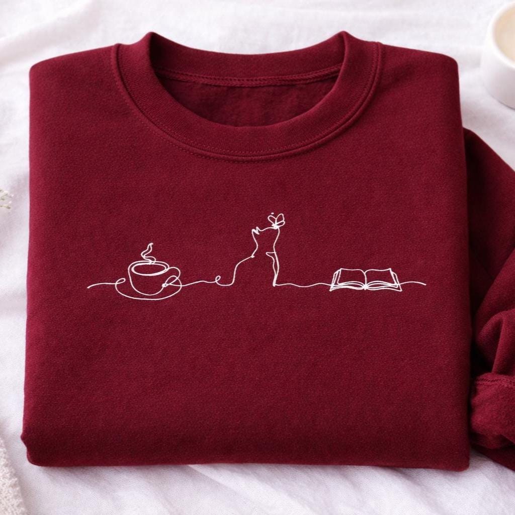 Coffee Cats And Books Lover Sweatshirt