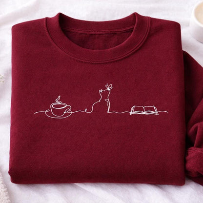Coffee Cats And Books Lover Sweatshirt