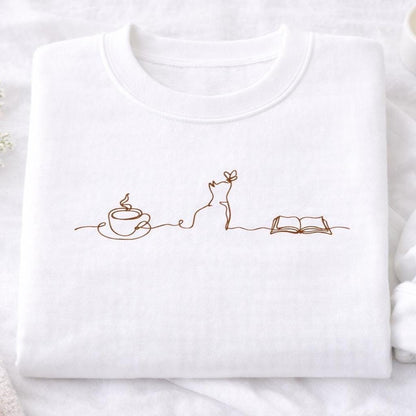 Coffee Cats And Books Lover Sweatshirt