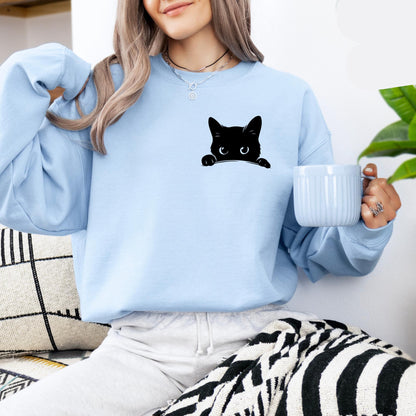 Peeking Black Cat Sweatshirt
