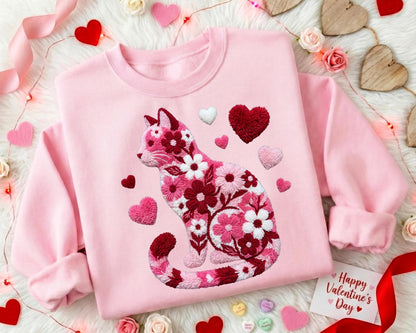 Floral Cat Valentine's Sweatshirt