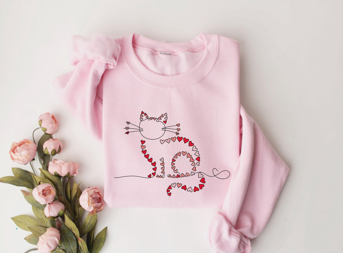 Cute Cat Heart Sweater