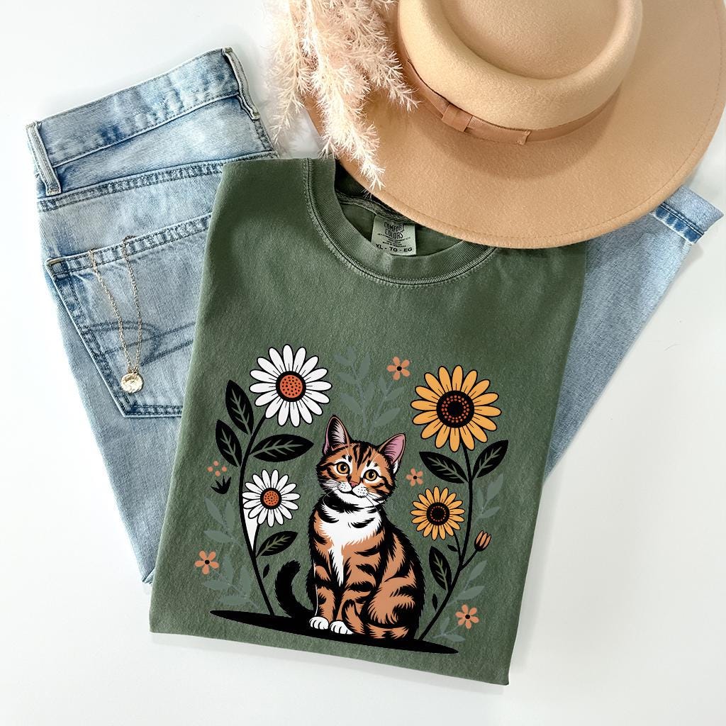 Cat Floral T-Shirt V12