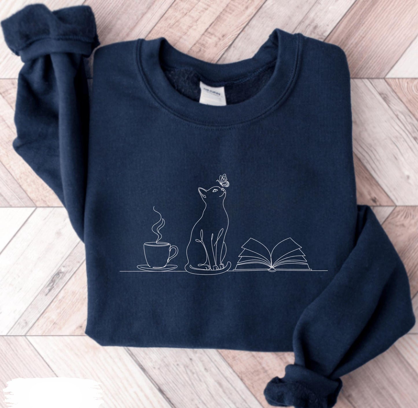 Coffee Cats And Books Lover Sweatshirt V1
