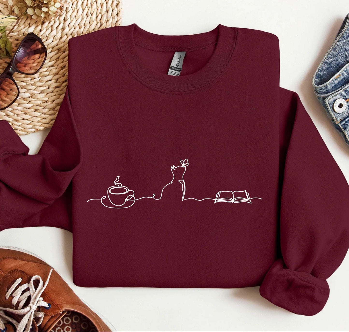 Coffee Cat Bookish Sweatshirt