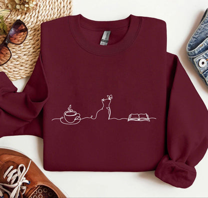 Coffee Cat Bookish Sweatshirt