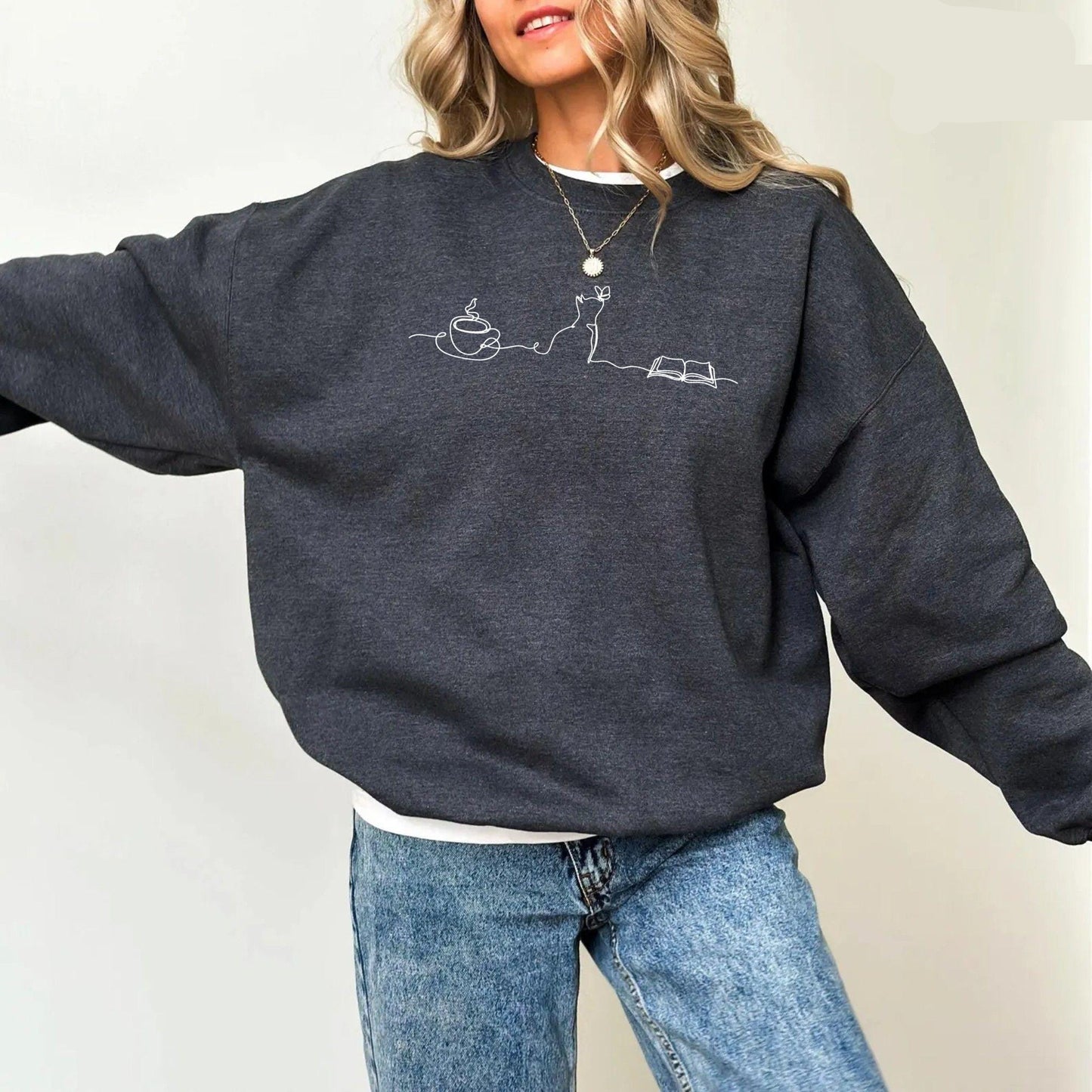 Coffee Cat Bookish Sweatshirt