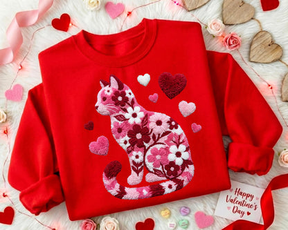 Floral Cat Valentine's Sweatshirt