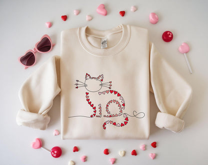 Cute Cat Heart Sweater