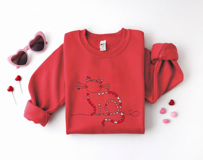 Cute Cat Heart Sweater