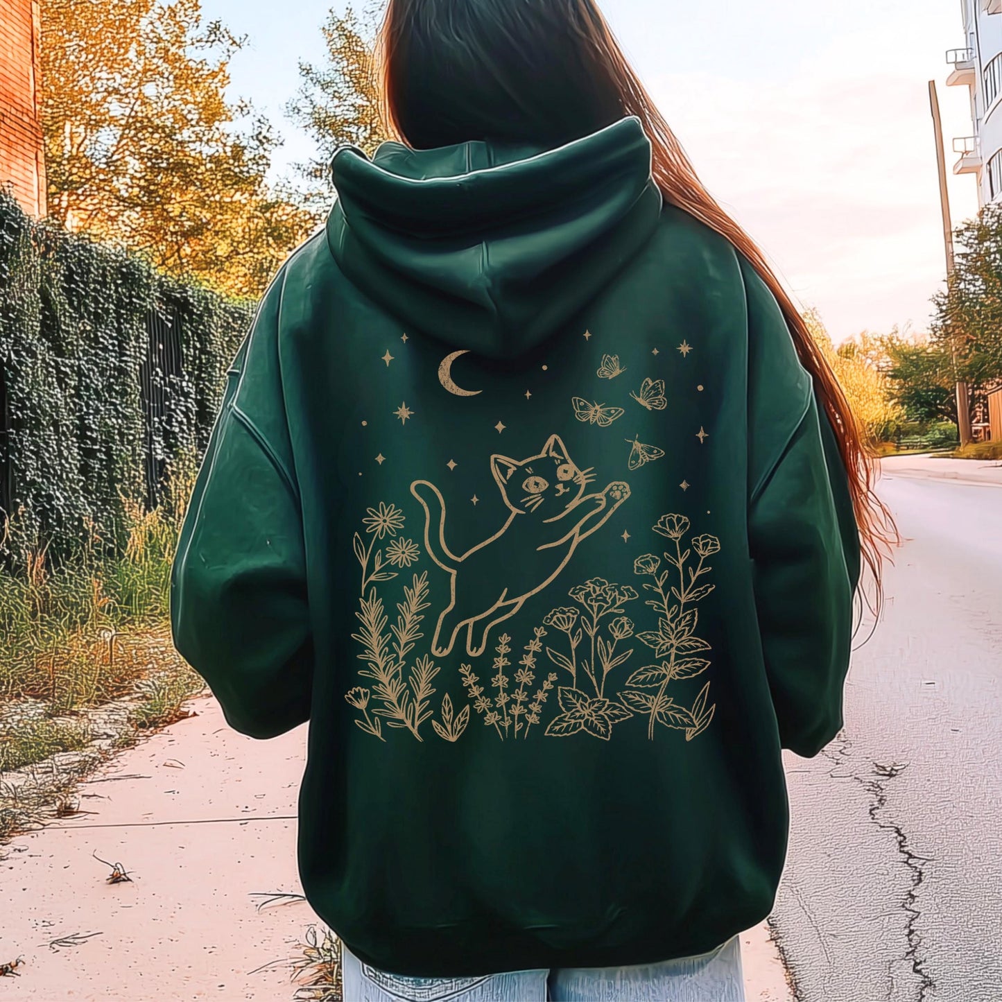 Cat Chasing Butterflies Hoodie