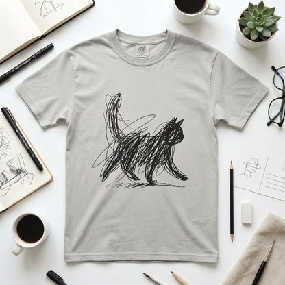 Abstract Cat Line Art Shirt