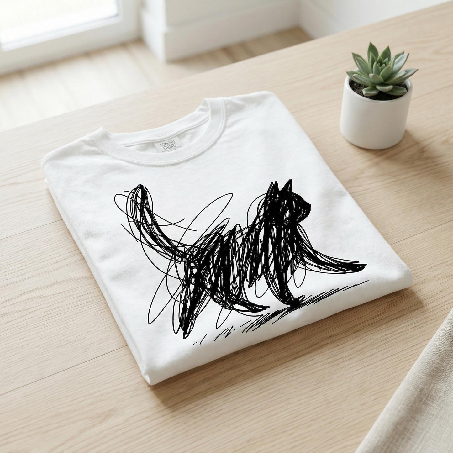 Abstract Cat Line Art Shirt