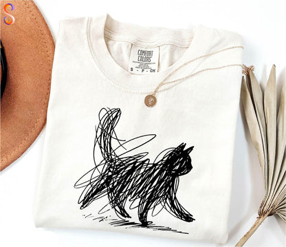 Abstract Cat Line Art Shirt V